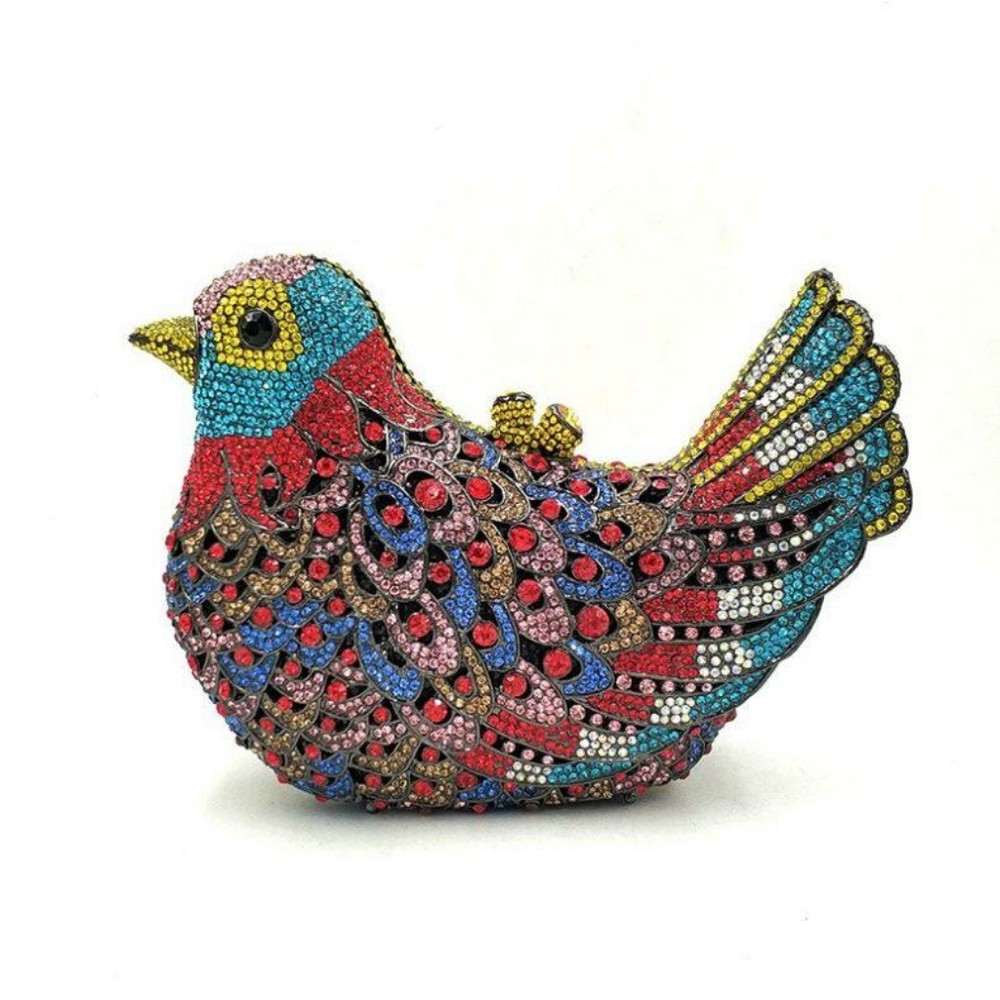 Blissful Bird Crystal Clutch Purse